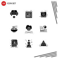 Modern Set of 9 Solid Glyphs Pictograph of world china box food shipping Editable Vector Design Elements