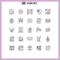 Editable Vector Line Pack of 25 Simple Lines of like movie arrow job crew Editable Vector Design Elements