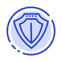Shield Protection Locked Protect Blue Dotted Line Line Icon vector
