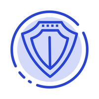 escudo protección bloqueado proteger línea punteada azul icono de línea vector