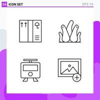 Set of 4 icons in Line style Creative Outline Symbols for Website Design and Mobile Apps Simple Line Icon Sign Isolated on White Background 4 Icons Creative Black Icon vector background