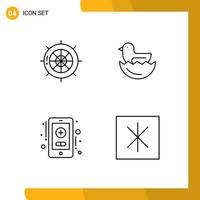 4 User Interface Line Pack of modern Signs and Symbols of nautical healthcare ship egg fridge Editable Vector Design Elements