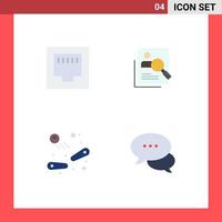 Group of 4 Flat Icons Signs and Symbols for cable resume employee hunting pinball Editable Vector Design Elements