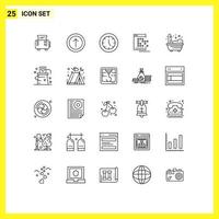 Line Pack of 25 Universal Symbols of living record electronics dot app Editable Vector Design Elements