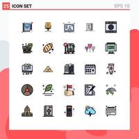 Set of 25 Vector Filled line Flat Colors on Grid for cash design chair layout website Editable Vector Design Elements