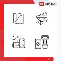 Group of 4 Filledline Flat Colors Signs and Symbols for map pollution pin sort payment Editable Vector Design Elements