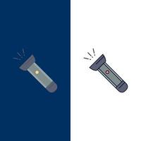 torch light flash camping hiking Flat Color Icon Vector