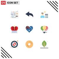 Pack of 9 Modern Flat Colors Signs and Symbols for Web Print Media such as balloons flag personal country empire Editable Vector Design Elements