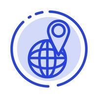 Global Location Map World Blue Dotted Line Line Icon vector