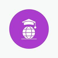 Globe Internet Online Graduation white glyph icon vector