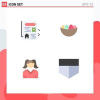 4 Thematic Vector Flat Icons and Editable Symbols of document mother bowl egg protect Editable Vector Design Elements