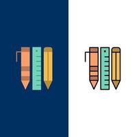 Tools Essential Tools Stationary Items Pen  Icons Flat and Line Filled Icon Set Vector Blue Background