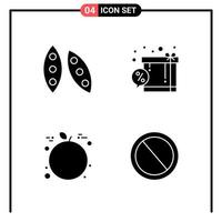 Set of 4 Solid Style Icons for web and mobile Glyph Symbols for print Solid Icon Signs Isolated on White Background 4 Icon Set Creative Black Icon vector background