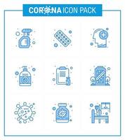 9 Blue Coronavirus disease and prevention vector icon corona lotion health human healthcare viral coronavirus 2019nov disease Vector Design Elements