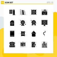 Pictogram Set of 16 Simple Solid Glyphs of mortgage subscription art newsletter view Editable Vector Design Elements