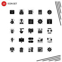 Mobile Interface Solid Glyph Set of 25 Pictograms of computing share office heart math calculator Editable Vector Design Elements