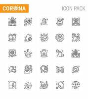 Coronavirus awareness icons 25 line icon Corona Virus Flu Related such as report virus scientist hygiene germ viral coronavirus 2019nov disease Vector Design Elements