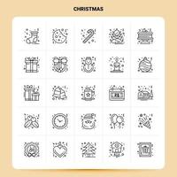 OutLine 25 Christmas Icon set Vector Line Style Design Black Icons Set Linear pictogram pack Web and Mobile Business ideas design Vector Illustration