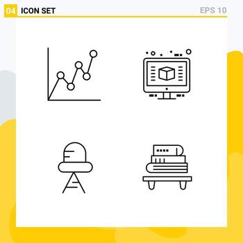 4 User Interface Line Pack of modern Signs and Symbols of atm light architecture render knowledge Editable Vector Design Elements