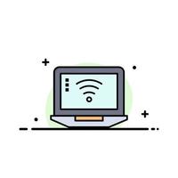 Laptop Computer Signal Wifi  Business Flat Line Filled Icon Vector Banner Template