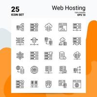 25 Web Hosting Icon Set 100 Editable EPS 10 Files Business Logo Concept Ideas Line icon design vector