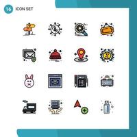 Set of 16 Modern UI Icons Symbols Signs for security email development shop board Editable Creative Vector Design Elements