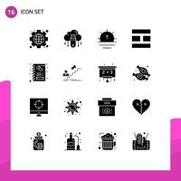 User Interface Pack of 16 Basic Solid Glyphs of business image store editing weather Editable Vector Design Elements