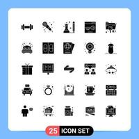 Stock Vector Icon Pack of 25 Line Signs and Symbols for analysis optimization information media engine Editable Vector Design Elements