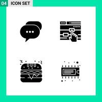 Pack of 4 Solid Style Icon Set Glyph Symbols for print Creative Signs Isolated on White Background 4 Icon Set vector