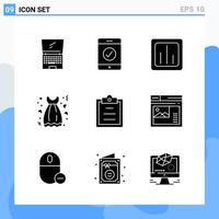 Modern 9 solid style icons Glyph Symbols for general use Creative Solid Icon Sign Isolated on White Background 9 Icons Pack vector