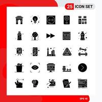 Creative Set of 25 Universal Glyph Icons isolated on White Background vector