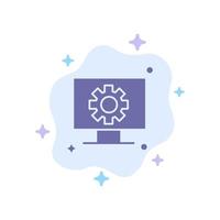 Computer Hardware Setting Gear Blue Icon on Abstract Cloud Background vector