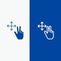 gesto con el dedo mantener línea y glifo icono sólido bandera azul línea y glifo icono sólido bandera azul vector