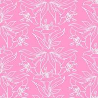 seamless contour pattern of large white graphic flowers on a pink background, texture, design photo