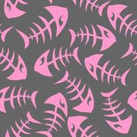 bright seamless pattern of pink graphic fish skeletons on a gray background, texture, design photo