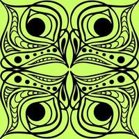 seamless graphic pattern, tile with abstract geometric black ornament on olive background, texture, design photo