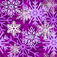 seamless asymmetric pattern of multi-colored snowflakes on a purple background, texture, design photo