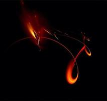 bright abstract background of glowing weaves of orange lines on a dark background, design, illustration photo