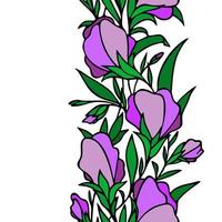 floral seamless border, purple flowers, repeating borders on white background with black outline, textile, design, art, graphic photo