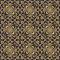seamless graphic abstract tile pattern, golden geometric ornament on black background, texture, design photo