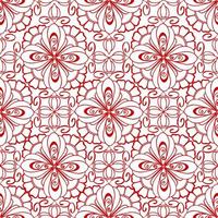 seamless graphic pattern, floral red ornament tile on white background, texture, design photo