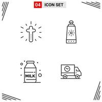 4 Icons Line Style Grid Based Creative Outline Symbols for Website Design Simple Line Icon Signs Isolated on White Background 4 Icon Set Creative Black Icon vector background