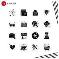 Collection of 16 Vector Icons in solid style Pixle Perfect Glyph Symbols for Web and Mobile Solid Icon Signs on White Background 16 Icons