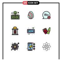 Set of 9 Modern UI Icons Symbols Signs for hard train spring house interaction Editable Vector Design Elements