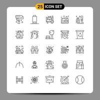 Modern Set of 25 Lines and symbols such as erite romance briefcase love camera Editable Vector Design Elements