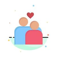 pareja amor matrimonio corazón abstracto color plano icono plantilla vector