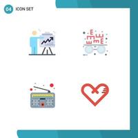 4 Thematic Vector Flat Icons and Editable Symbols of arrow media efforts optometrist heart Editable Vector Design Elements