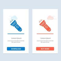 Flashlight Light Torch Flash  Blue and Red Download and Buy Now web Widget Card Template vector