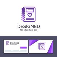 Creative Business Card and Logo template Notebook Love Heart Wedding Vector Illustration