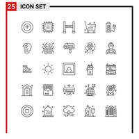 Line Pack of 25 Universal Symbols of plug battery swing acumulator shop Editable Vector Design Elements